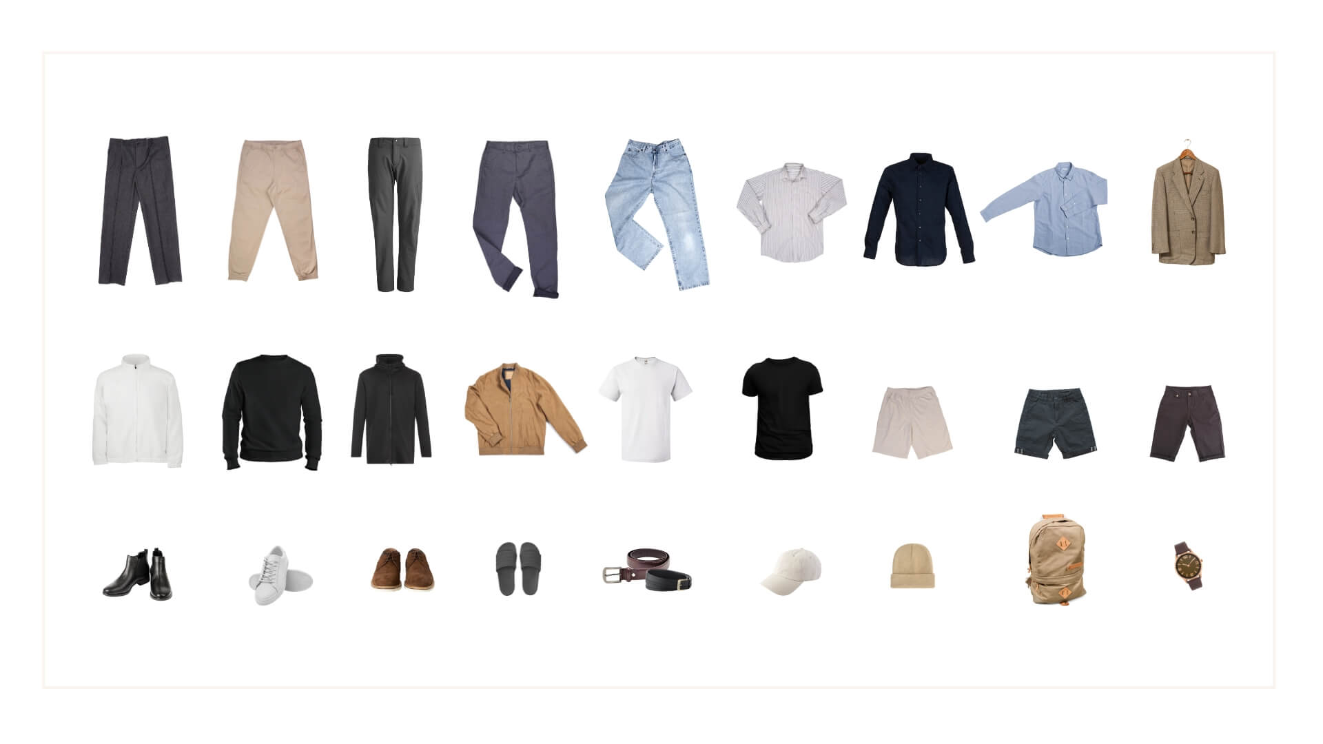 Exemplary capsule wardrobe for men