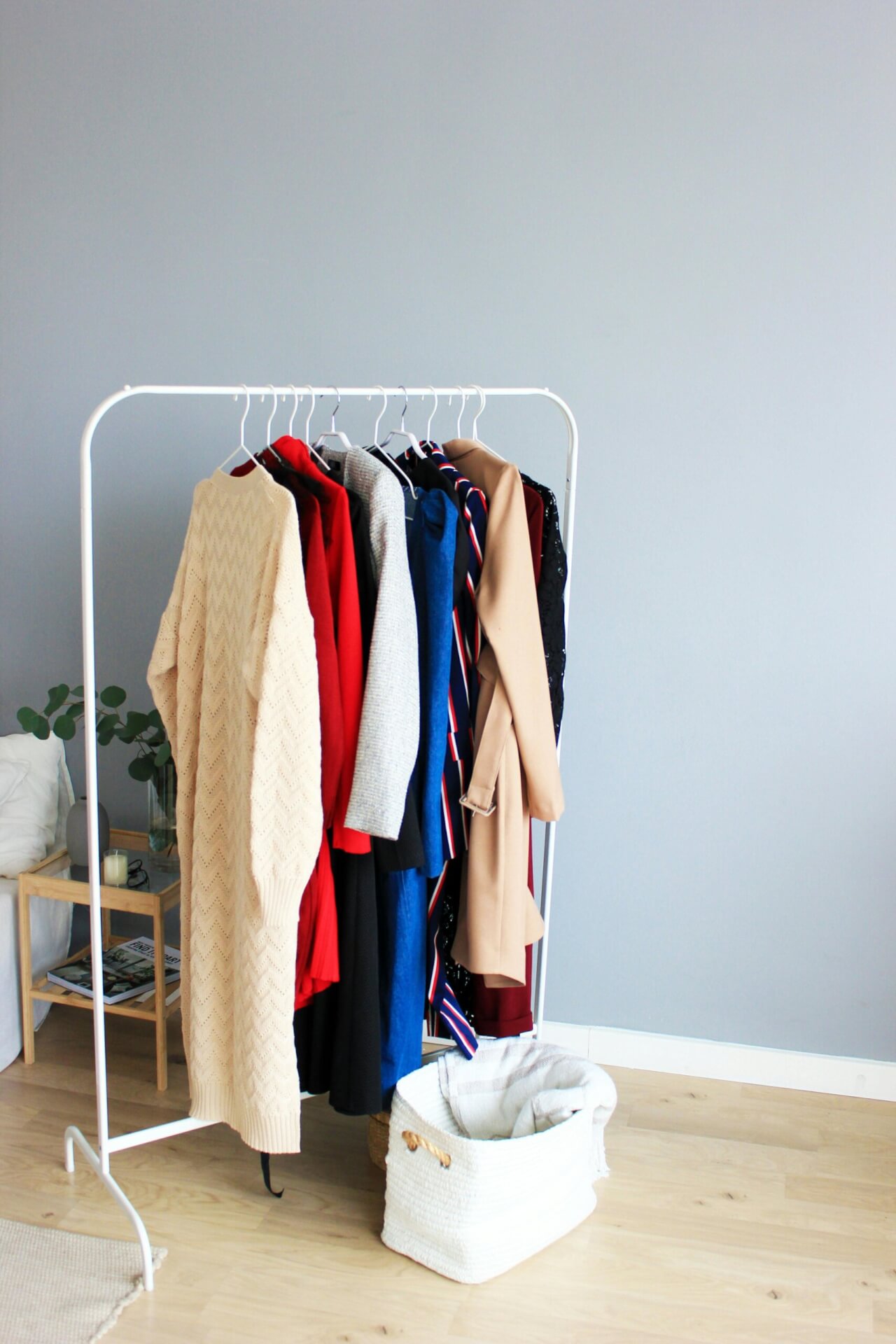 Clothes rail as a storage option